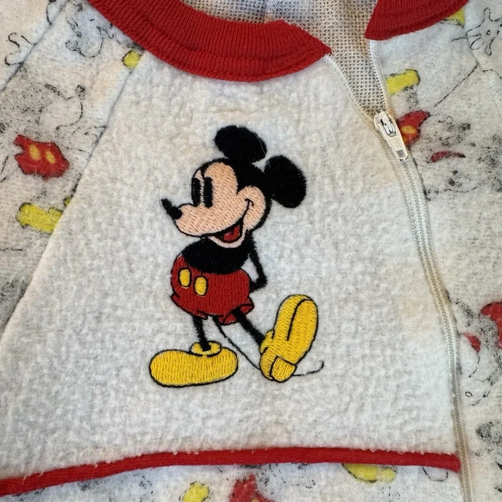 Vtg‎ Sears Walt Disney Mickey One Piece Zip Footie Pajamas 4t Made USA